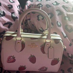 Coach Cream Satchel with Strawberry Print